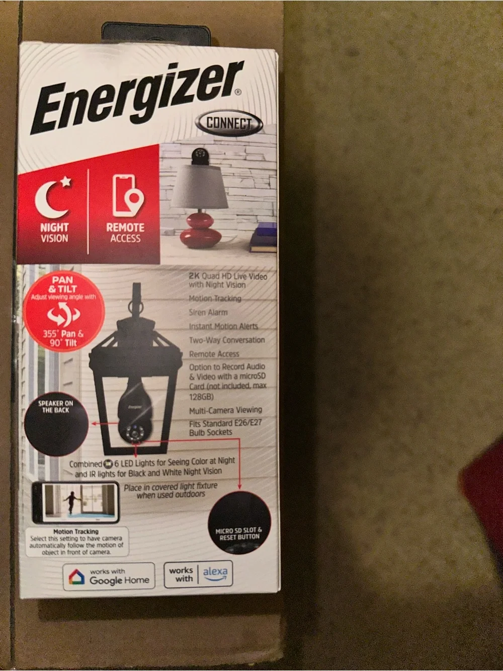 Energizer Black Smart 5GHz WiFi Indoor/Outdoor Socket PT Camera